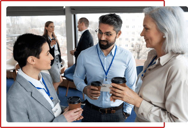 Business professionals networking at corporate event